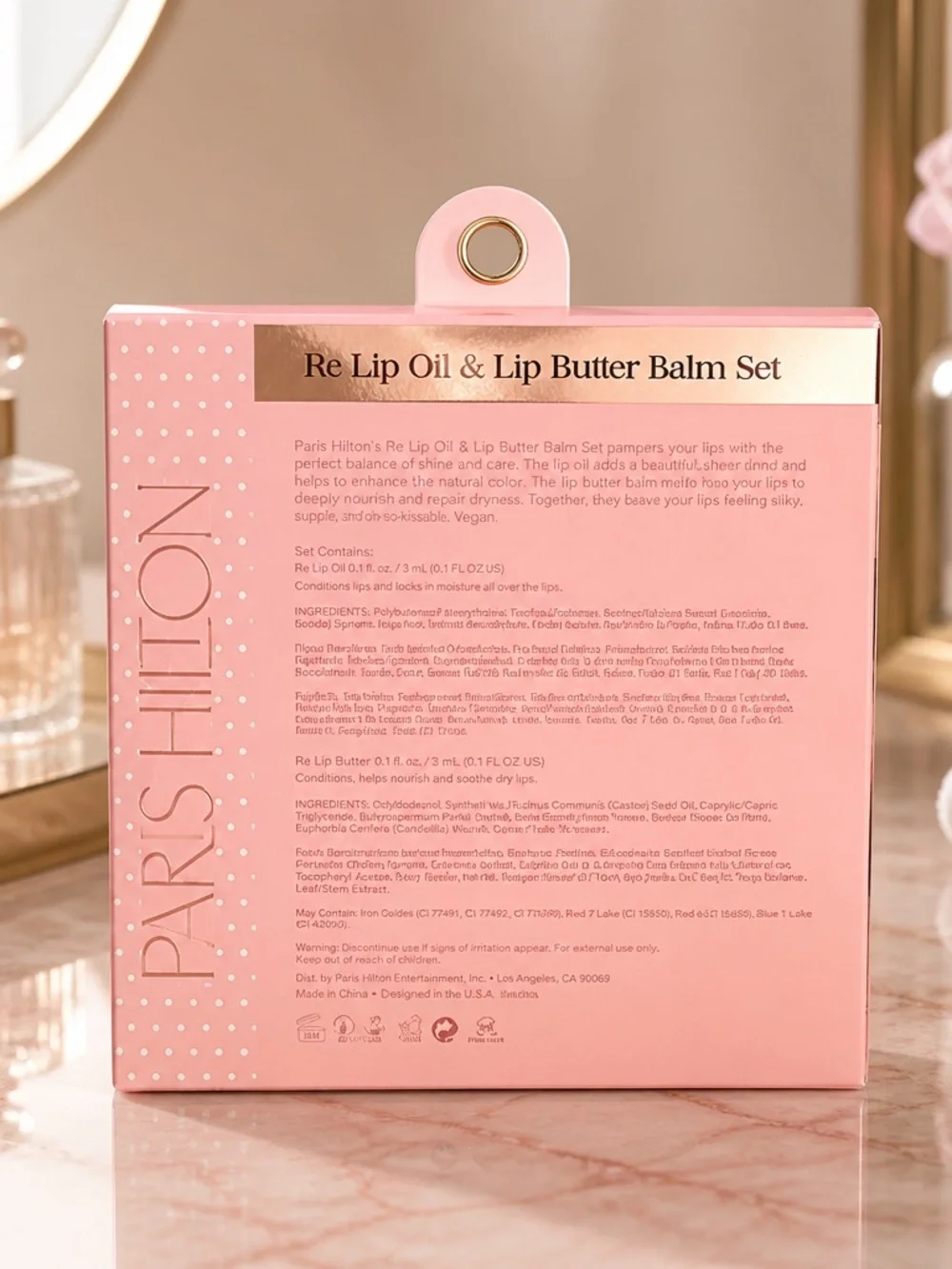 Paris Hilton 5 Piece Lip Care Set Peach Cherry Raspberry & Strawberry New
